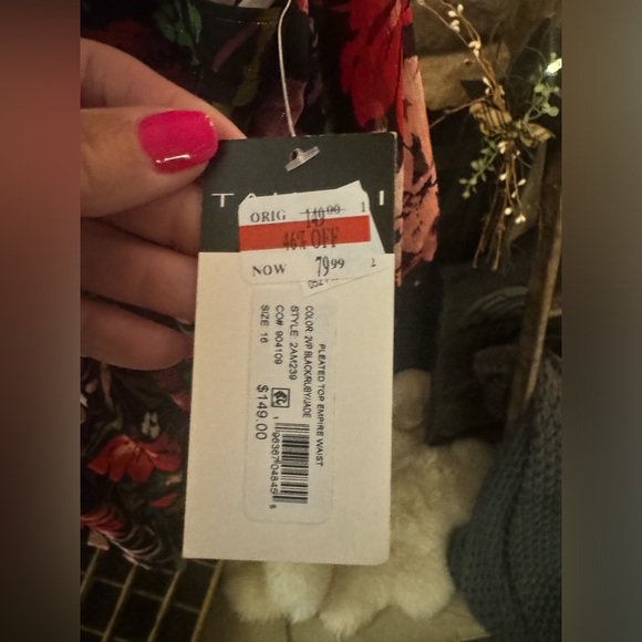 Women's Floral-Print Chiffon Empire-Waist Dress SIZE 16 - Picture 4 of 6